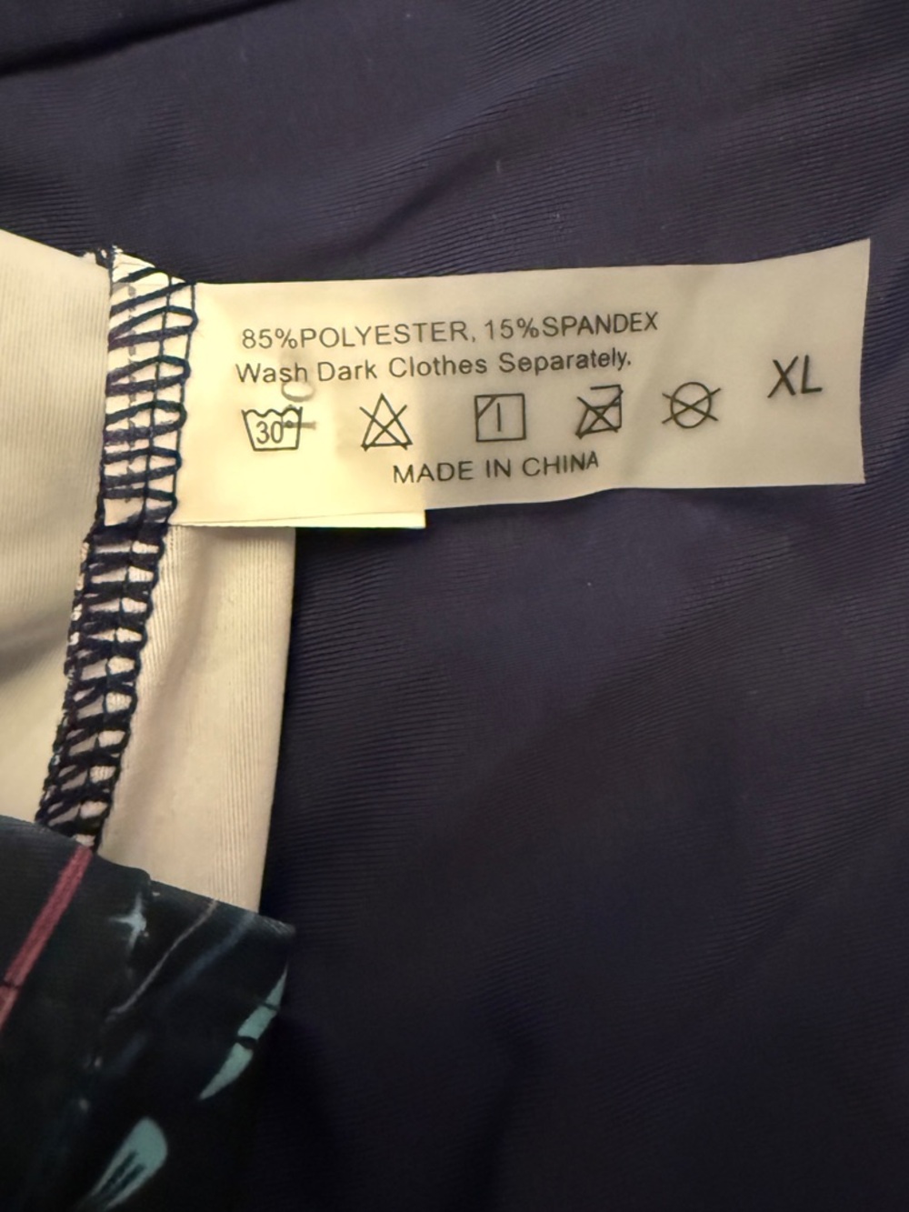 Yonique Navy Strappy Tankini (2 Piece)with Multi-Color Linear Print NWT - Picture 12 of 15